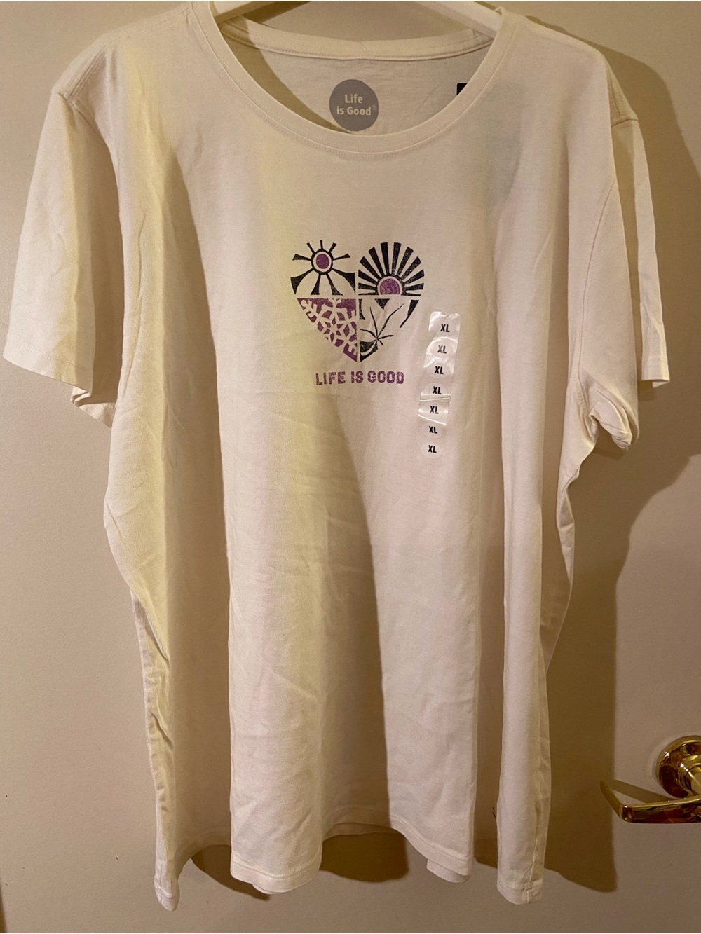 Life Is Good Cream Tee with Black Logo